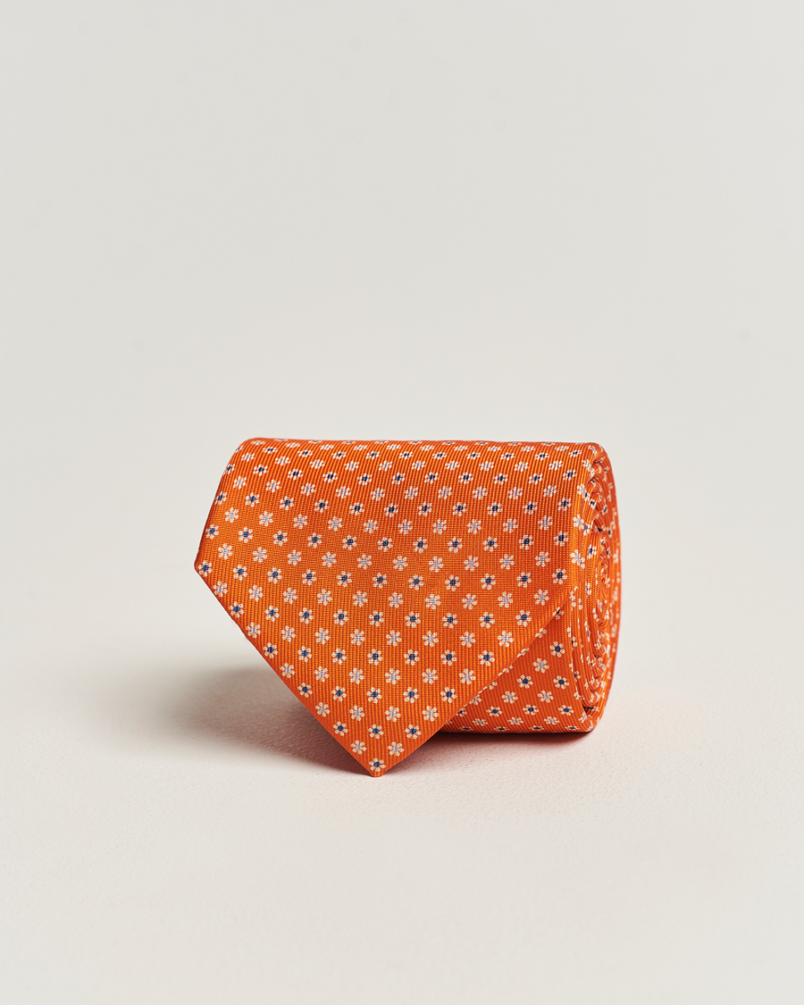 Homme | E. Marinella 3-Fold Printed Silk Tie Orange | E. Marinella | 3-Fold Printed Silk Tie Orange