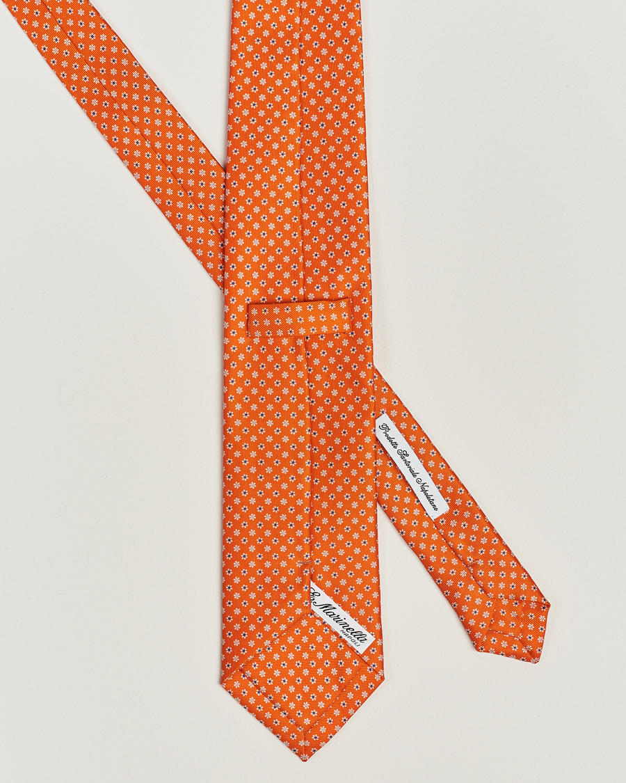 Homme | E. Marinella 3-Fold Printed Silk Tie Orange | E. Marinella | 3-Fold Printed Silk Tie Orange