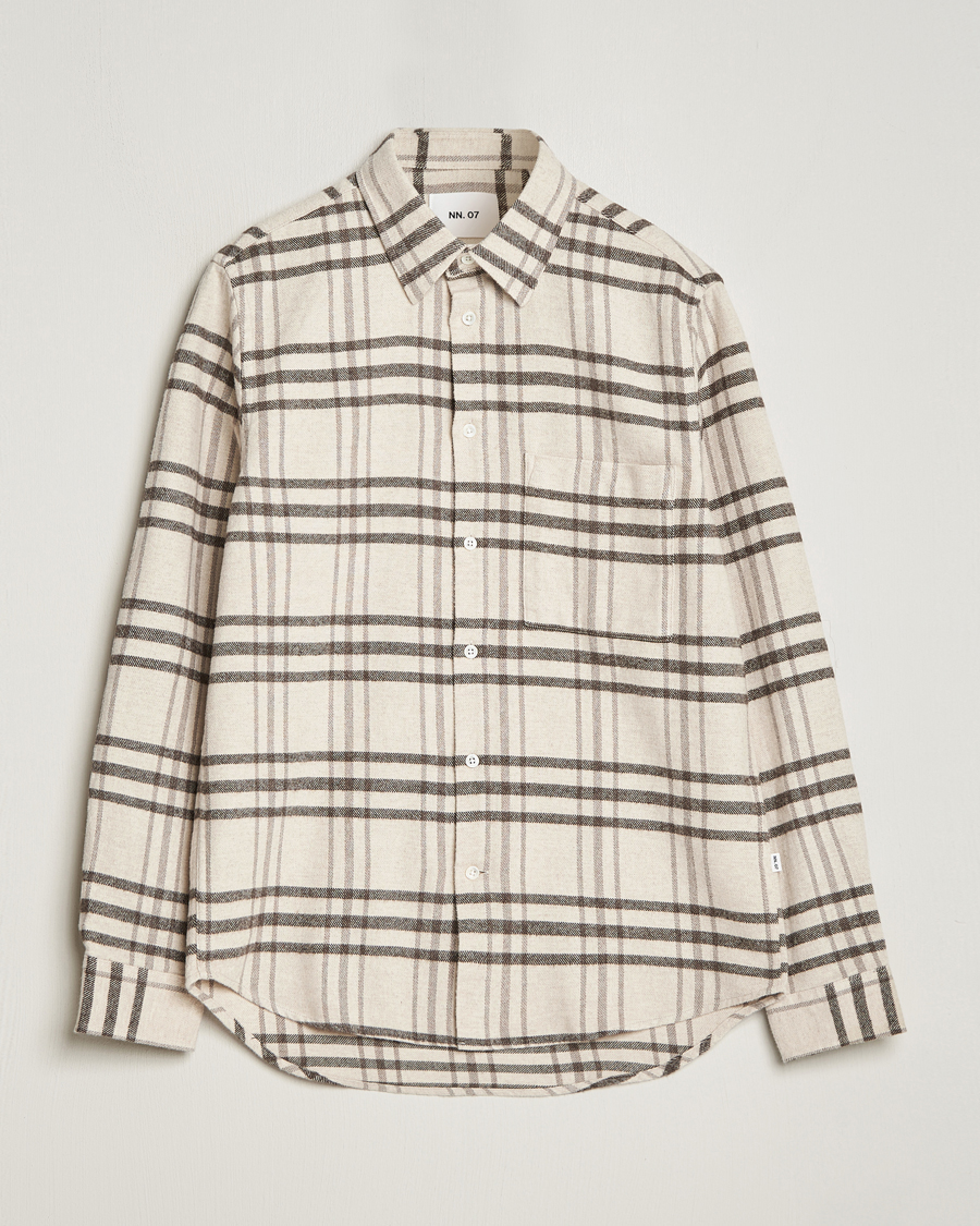 Homme | Chemises | NN07 | Arne Checked Cotton Shirt Creme