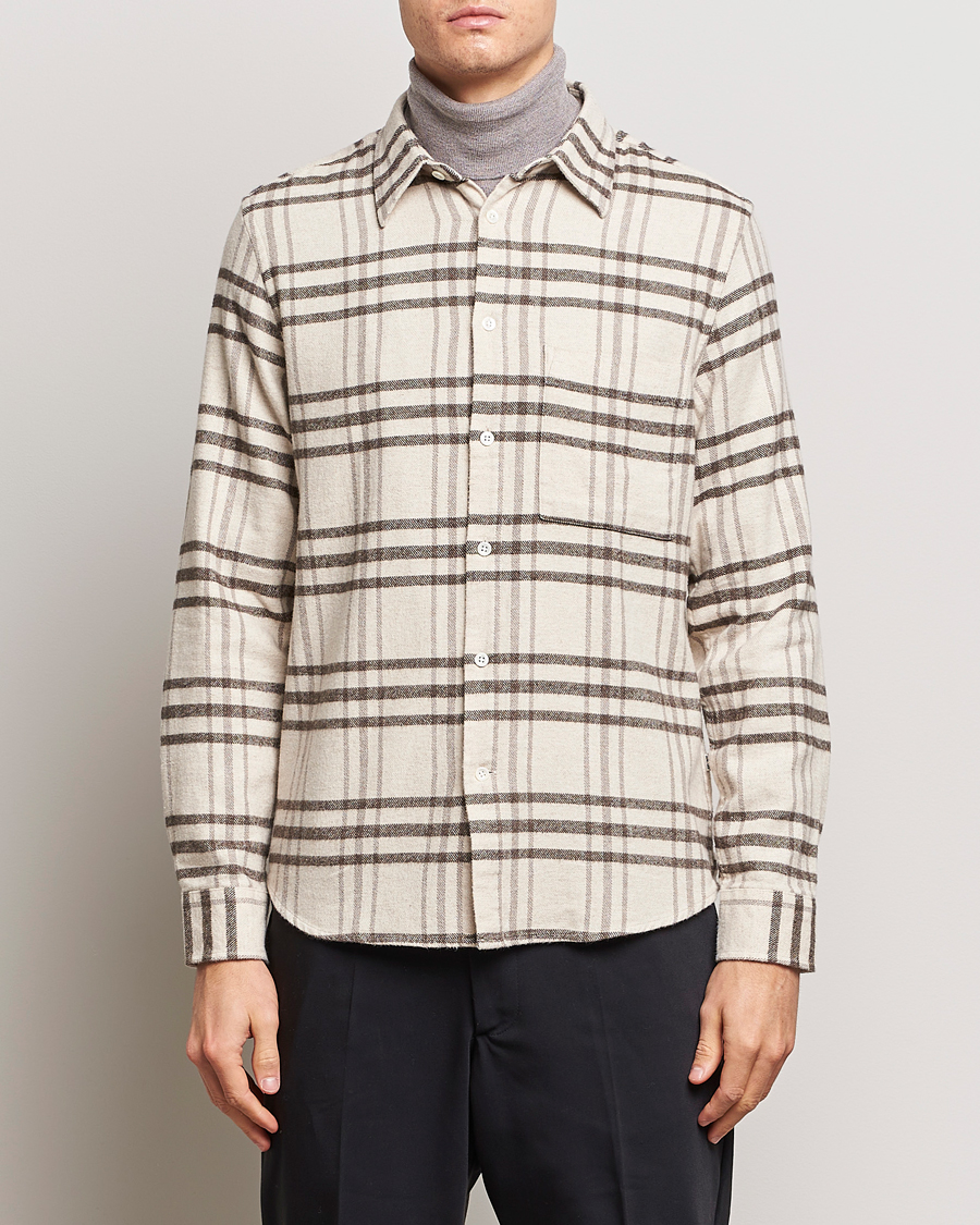 Homme | Chemises | NN07 | Arne Checked Cotton Shirt Creme