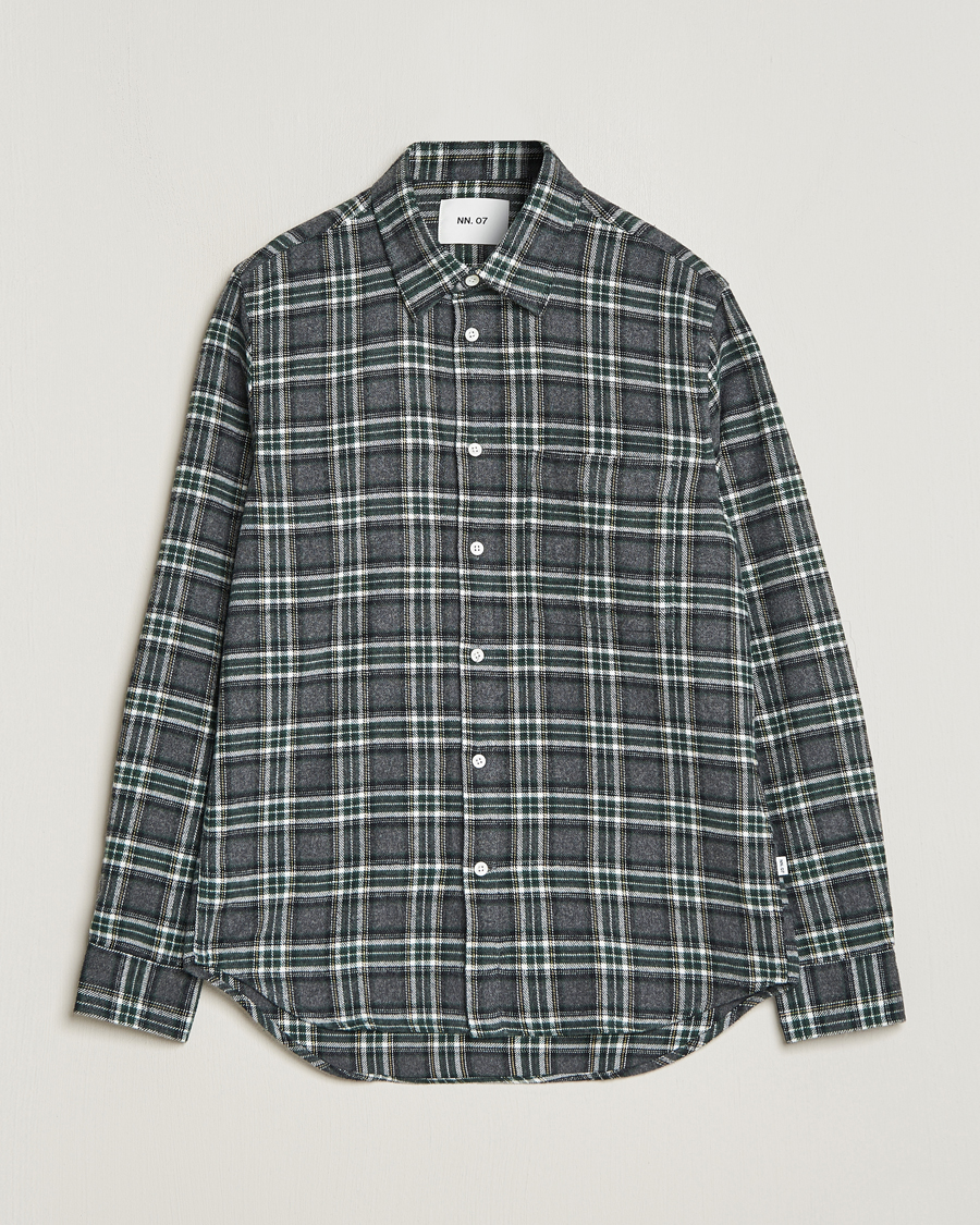 Homme | Chemises | NN07 | Arne Checked Cotton Shirt Dark Grey