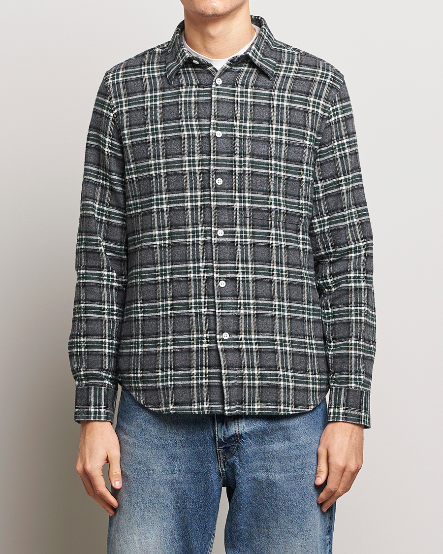 Homme | Chemises | NN07 | Arne Checked Cotton Shirt Dark Grey
