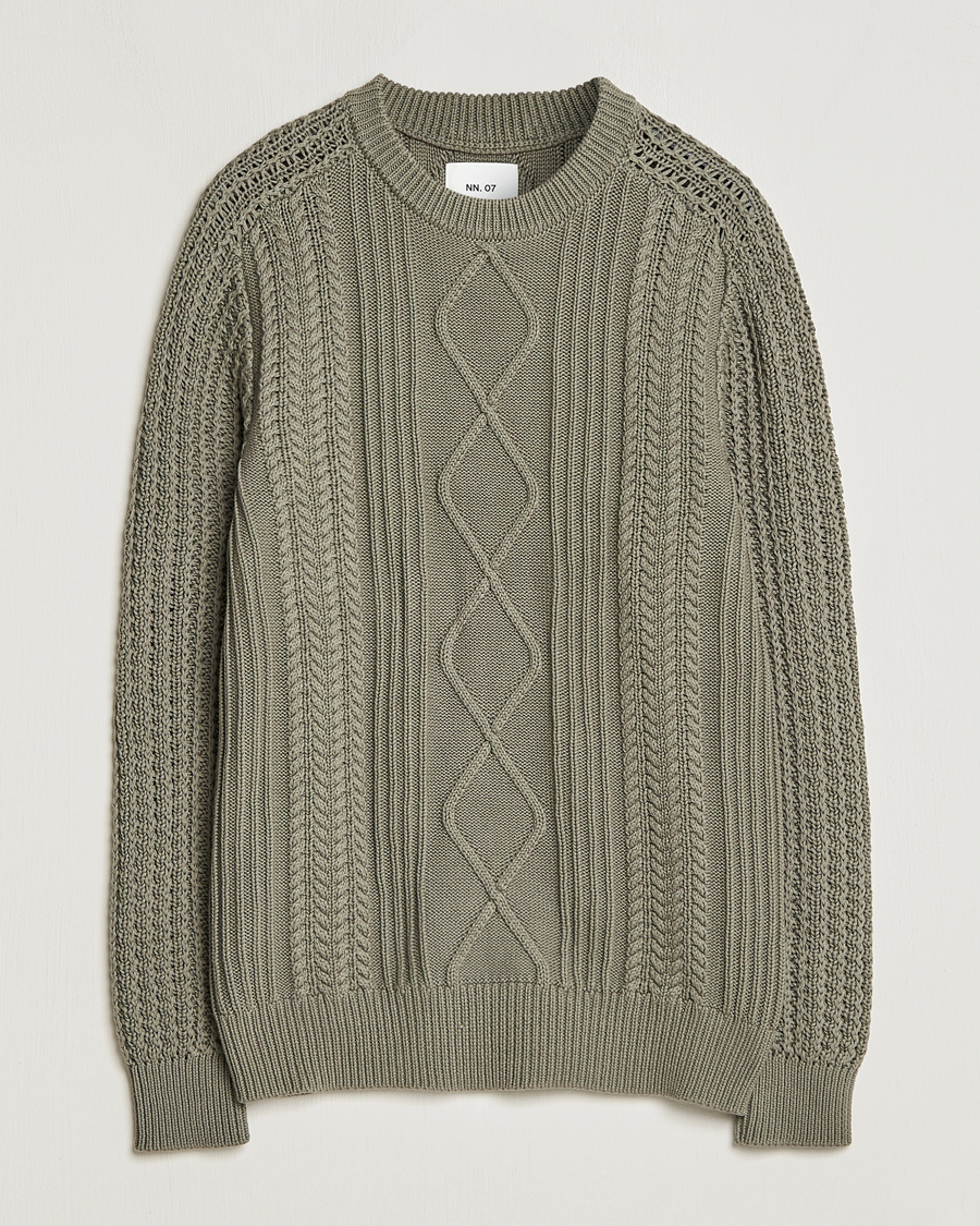 Heren | Truien | NN07 | Caleb Cable Knit Sweater Khaki Sand