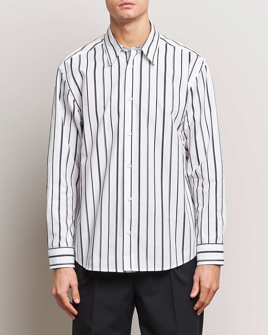 Homme | Chemises | NN07 | Quinsy Striped Cotton Shirt White/Blue