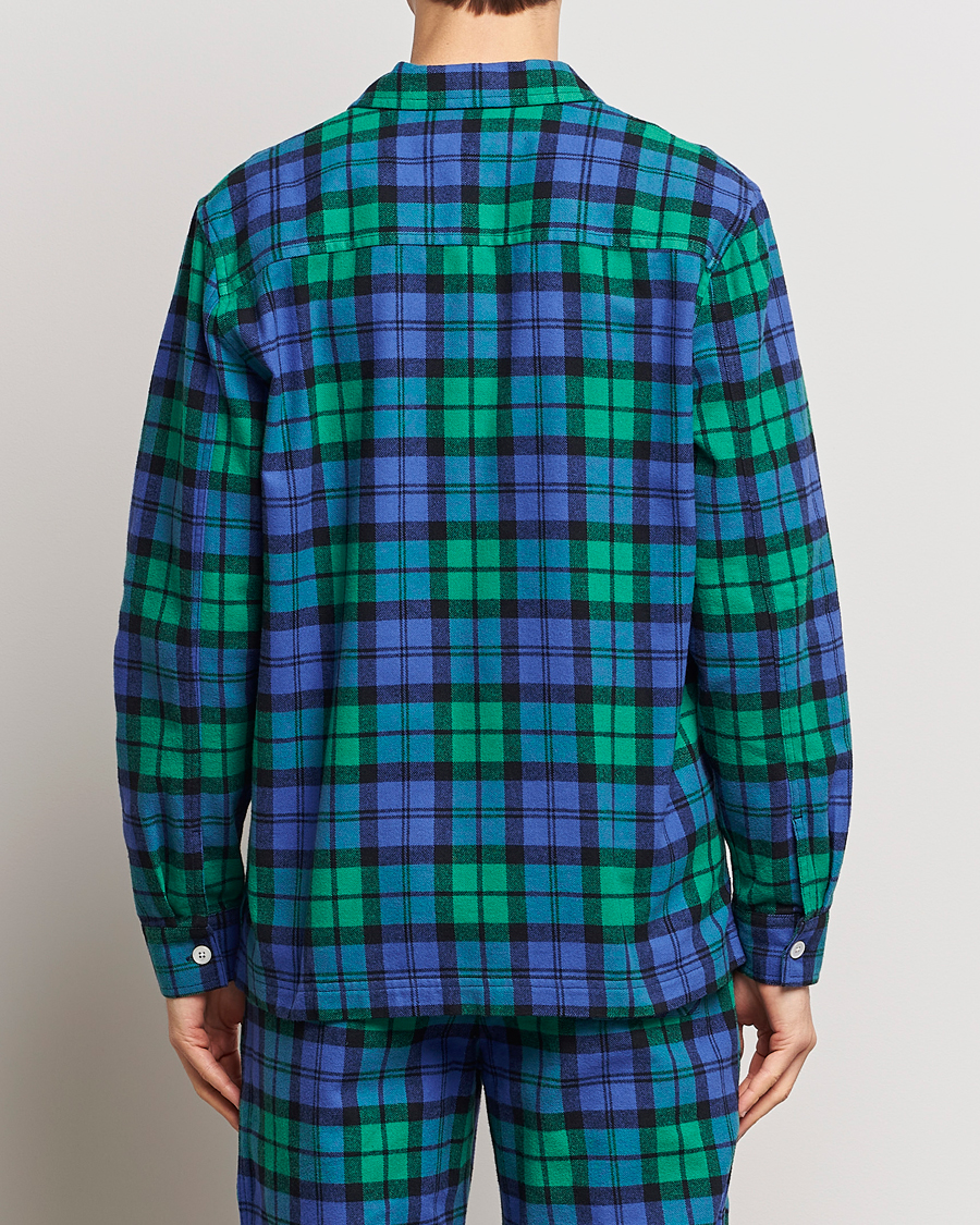 Heren | Pyjama's en gewaden | Tekla | Flannel Checked Pyjama Shirt Green/Blue