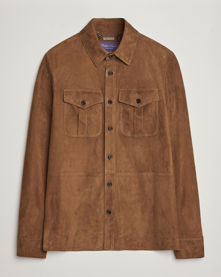 Heren | Jassen | Ralph Lauren Purple Label | Suede Shirt Jacket Dark Brown