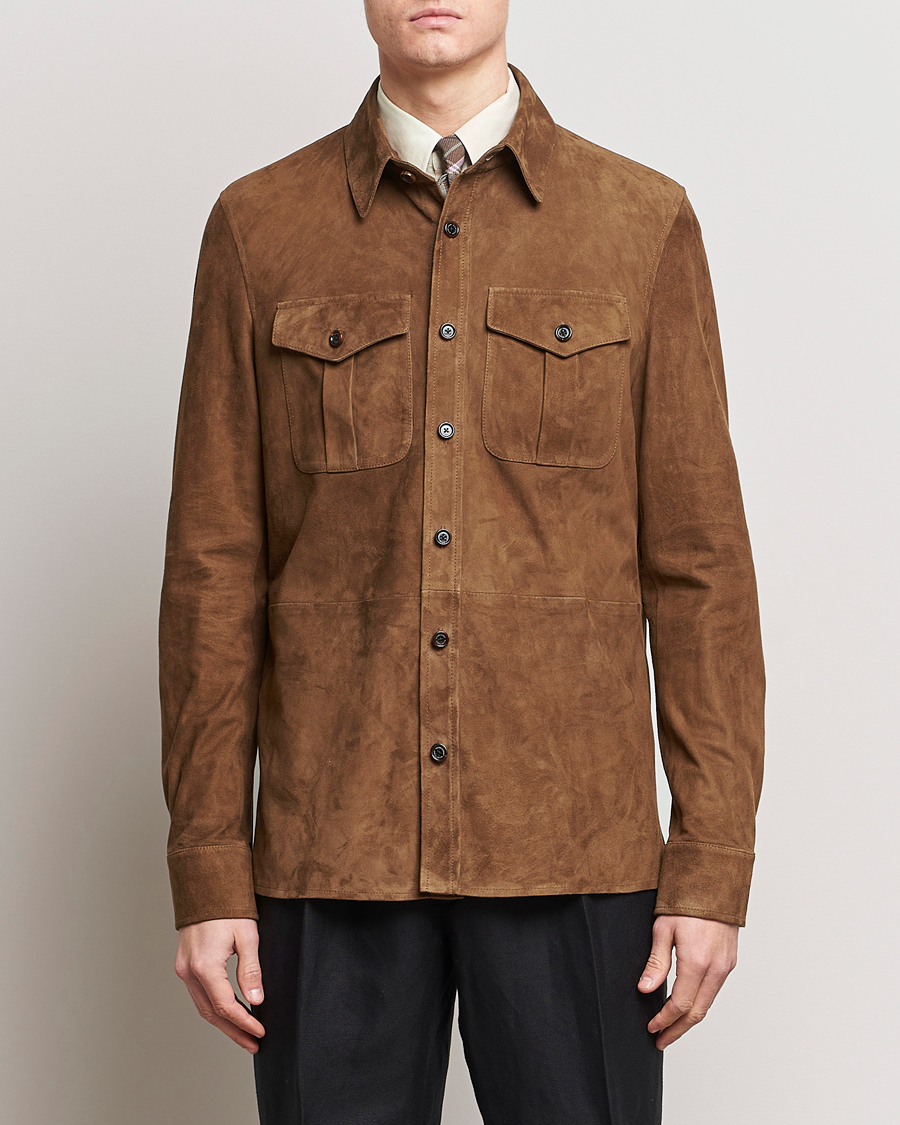Homme | Manteaux Et Vestes | Ralph Lauren Purple Label | Suede Shirt Jacket Dark Brown
