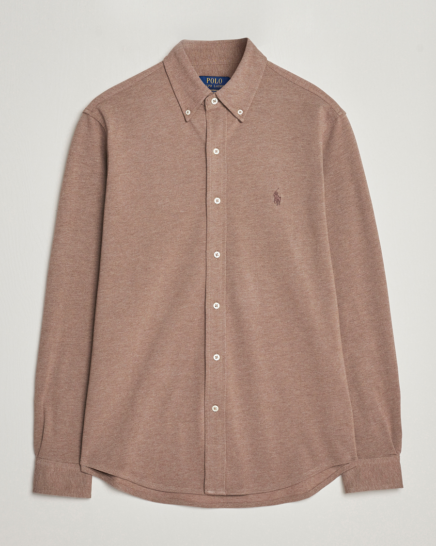 Homme | Chemises | Polo Ralph Lauren | Slim Fit Featherweight Mesh Shirt Dark Taupe Heather