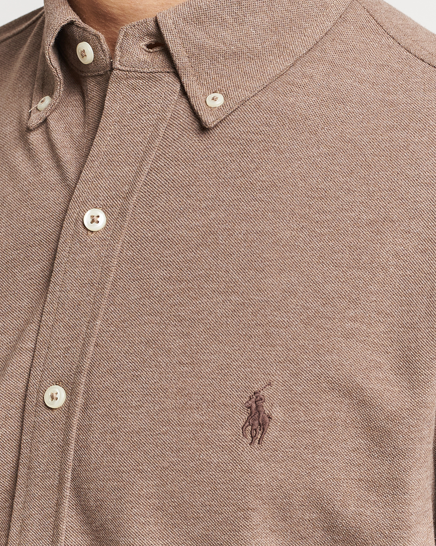Homme | Chemises | Polo Ralph Lauren | Slim Fit Featherweight Mesh Shirt Dark Taupe Heather