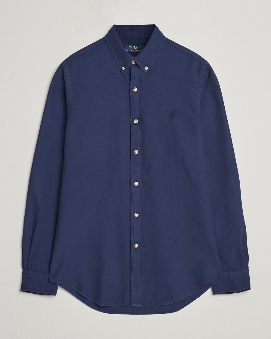 Heren | Overhemden | Polo Ralph Lauren | Slim Fit Cotton Textured Shirt Dark Indigo