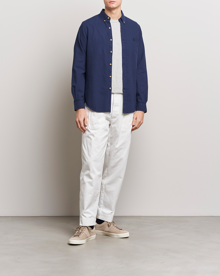 Heren | Overhemden | Polo Ralph Lauren | Slim Fit Cotton Textured Shirt Dark Indigo