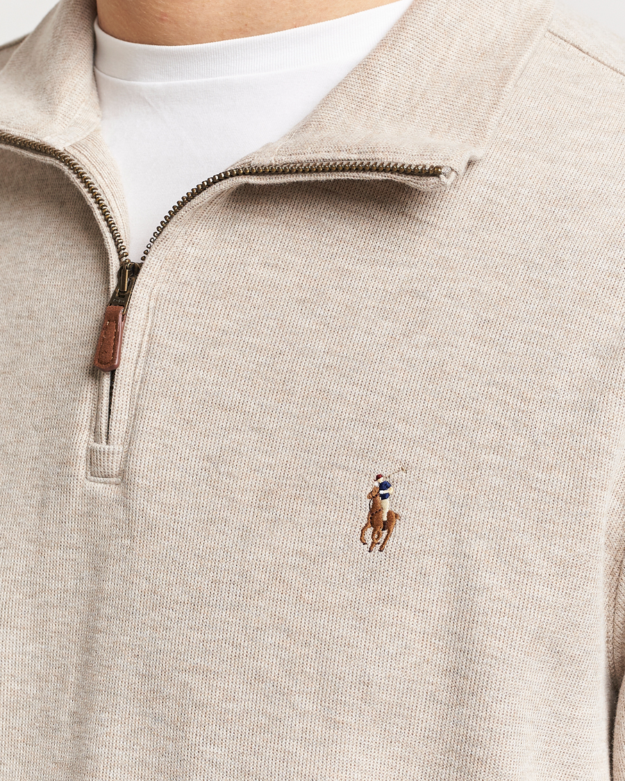 Homme | Pulls Et Tricots | Polo Ralph Lauren | Double Knit Jaquard Half Zip Sweater Beige Heather