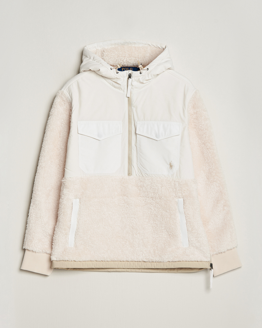 Homme | Pulls Et Tricots | Polo Ralph Lauren | Curly Sherpa/Nylon Half Zip Hoodie Cream Multi