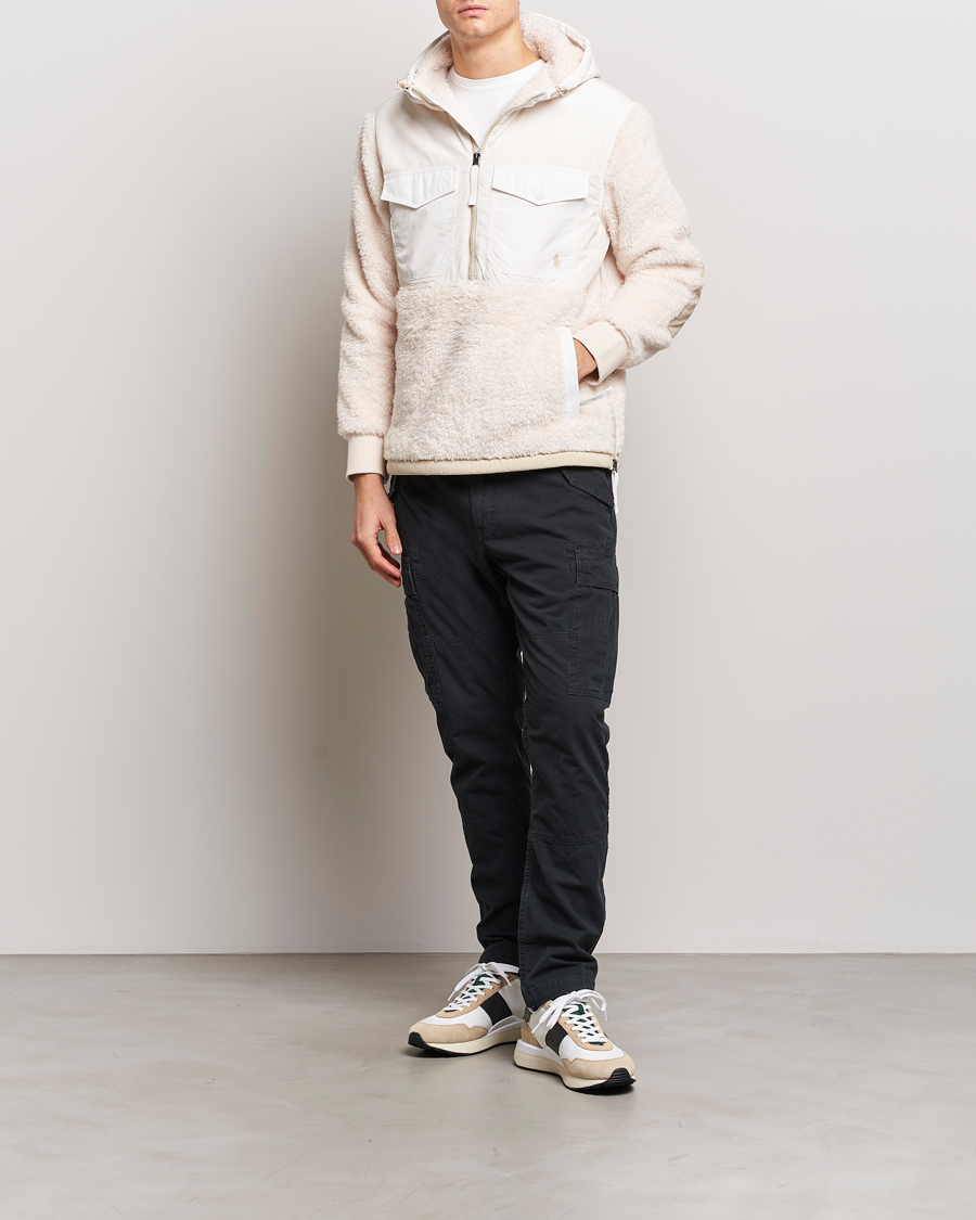 Homme | Pulls Et Tricots | Polo Ralph Lauren | Curly Sherpa/Nylon Half Zip Hoodie Cream Multi