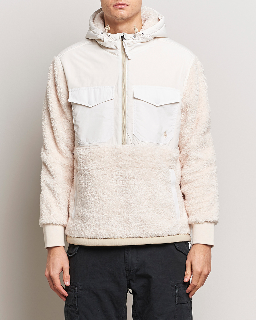 Homme | Pulls Et Tricots | Polo Ralph Lauren | Curly Sherpa/Nylon Half Zip Hoodie Cream Multi