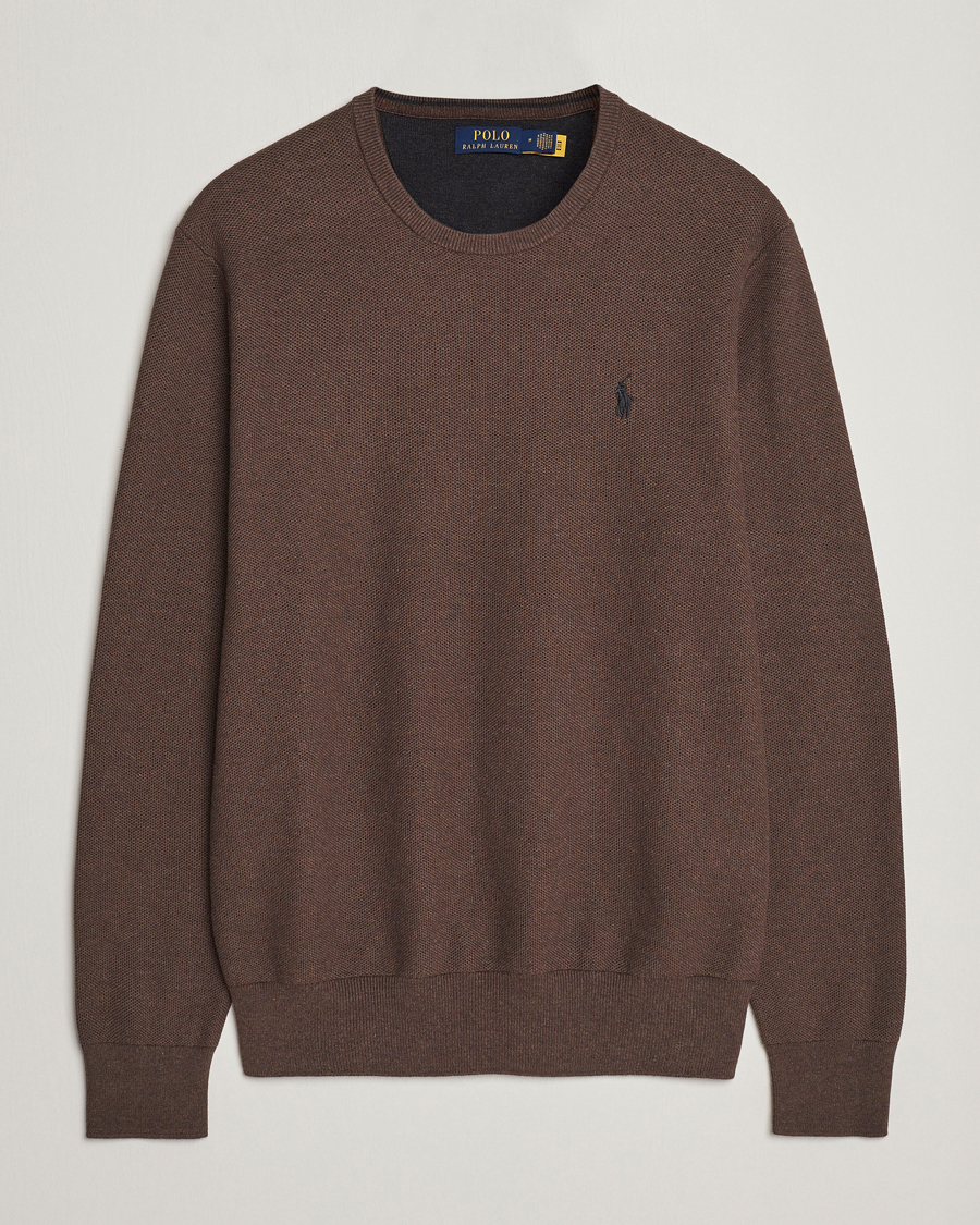 Homme | Pulls Et Tricots | Polo Ralph Lauren | Textured Cotton Crew Neck Sweater Spa Brown Heather