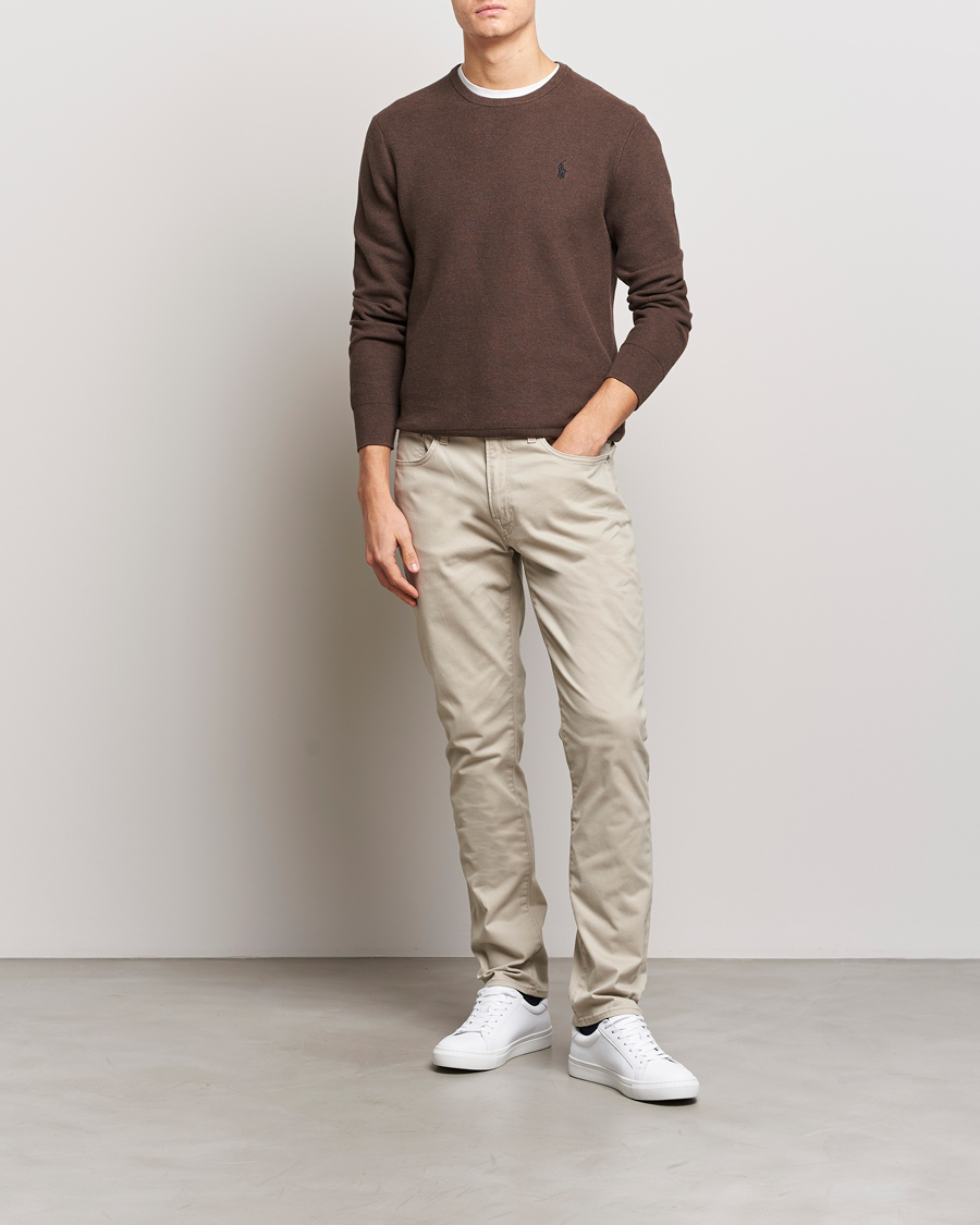 Homme | Pulls Et Tricots | Polo Ralph Lauren | Textured Cotton Crew Neck Sweater Spa Brown Heather