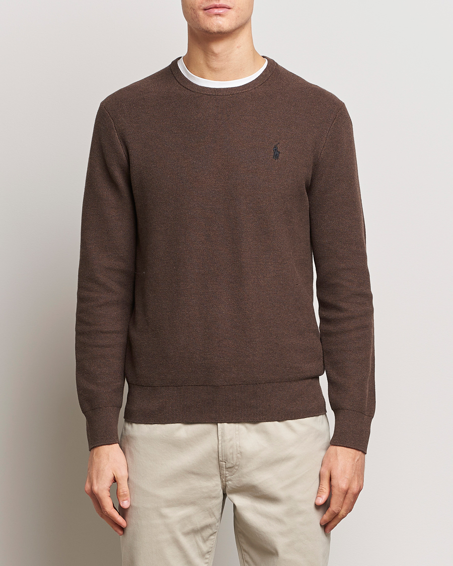 Homme | Pulls Et Tricots | Polo Ralph Lauren | Textured Cotton Crew Neck Sweater Spa Brown Heather