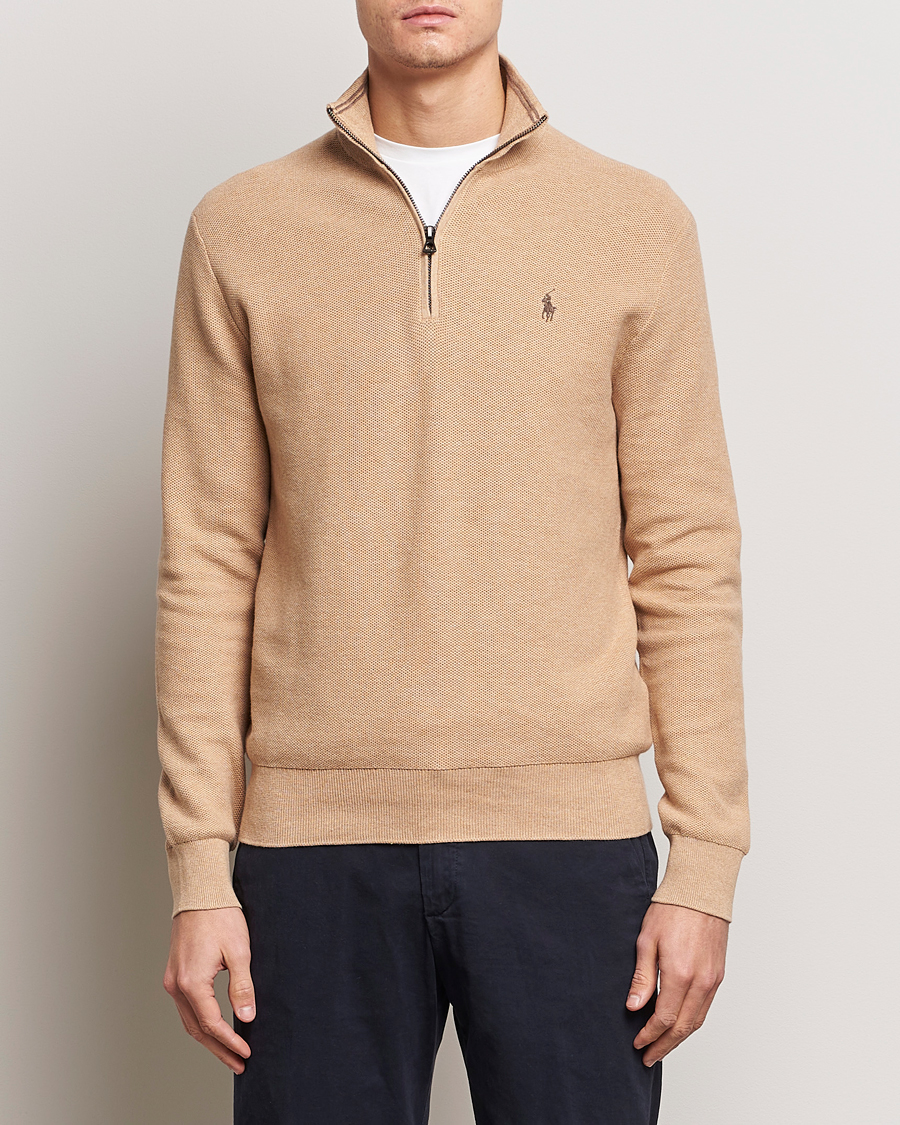 Heren | Truien | Polo Ralph Lauren | Textured Half Zip Camel Melange