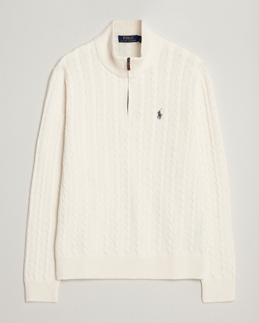 Homme | Pulls Et Tricots | Polo Ralph Lauren | Wool/Cotton Cable Half-Zip Andover Cream