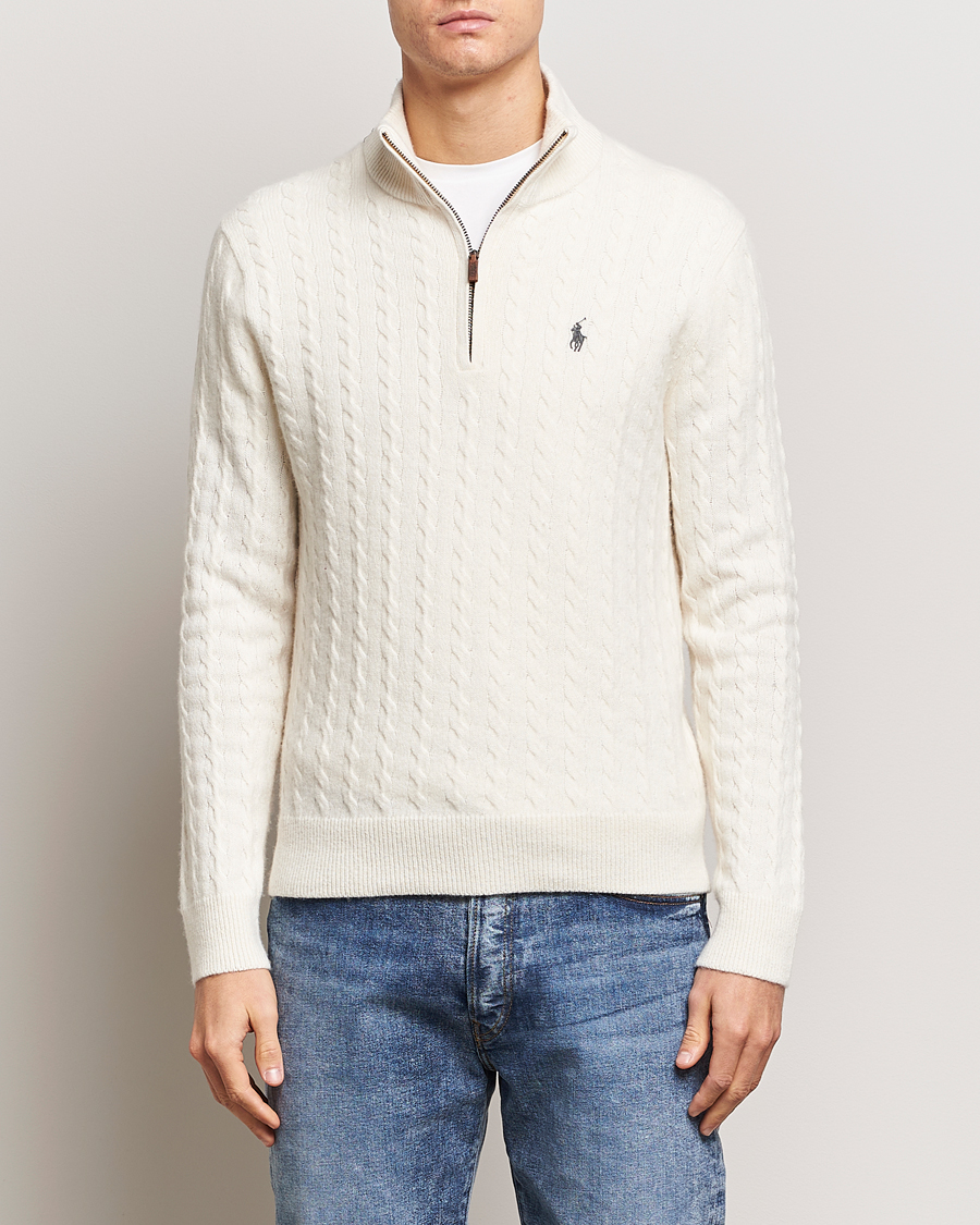 Homme | Pulls Et Tricots | Polo Ralph Lauren | Wool/Cotton Cable Half-Zip Andover Cream