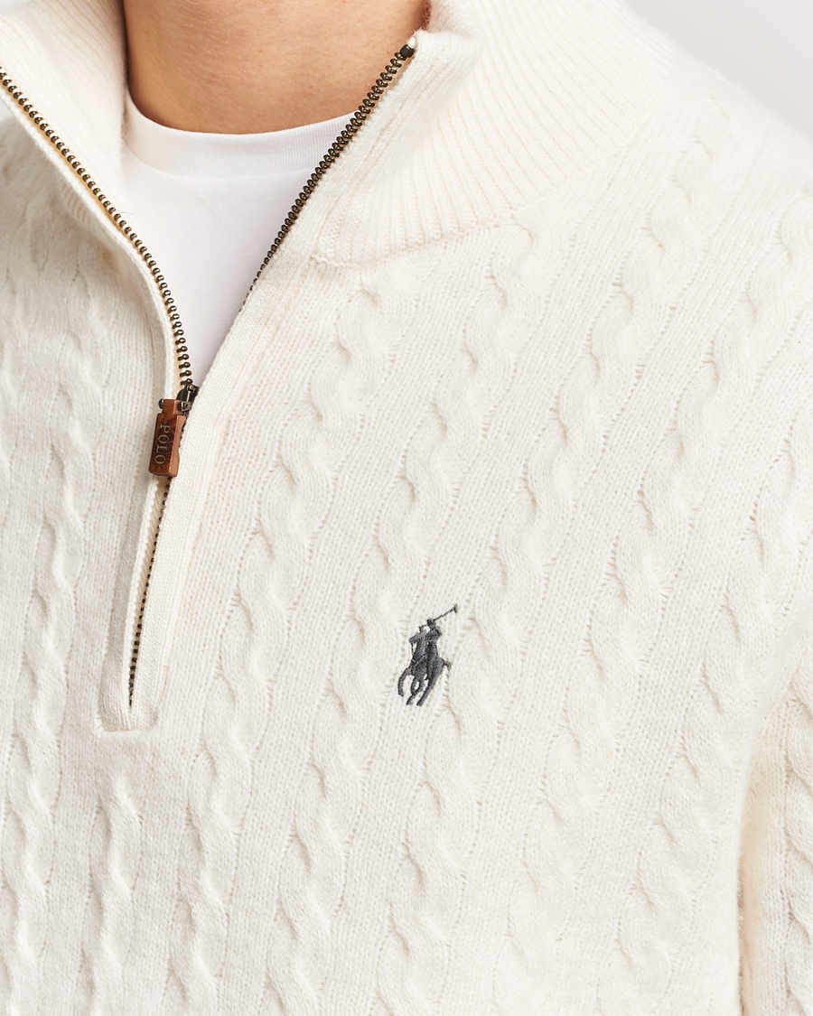 Homme | Pulls Et Tricots | Polo Ralph Lauren | Wool/Cotton Cable Half-Zip Andover Cream
