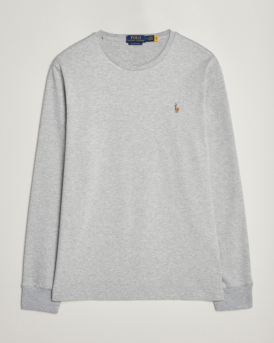Heren | T-shirts | Polo Ralph Lauren | Luxury Pima Cotton Long Sleeve T-Shirt Light Grey