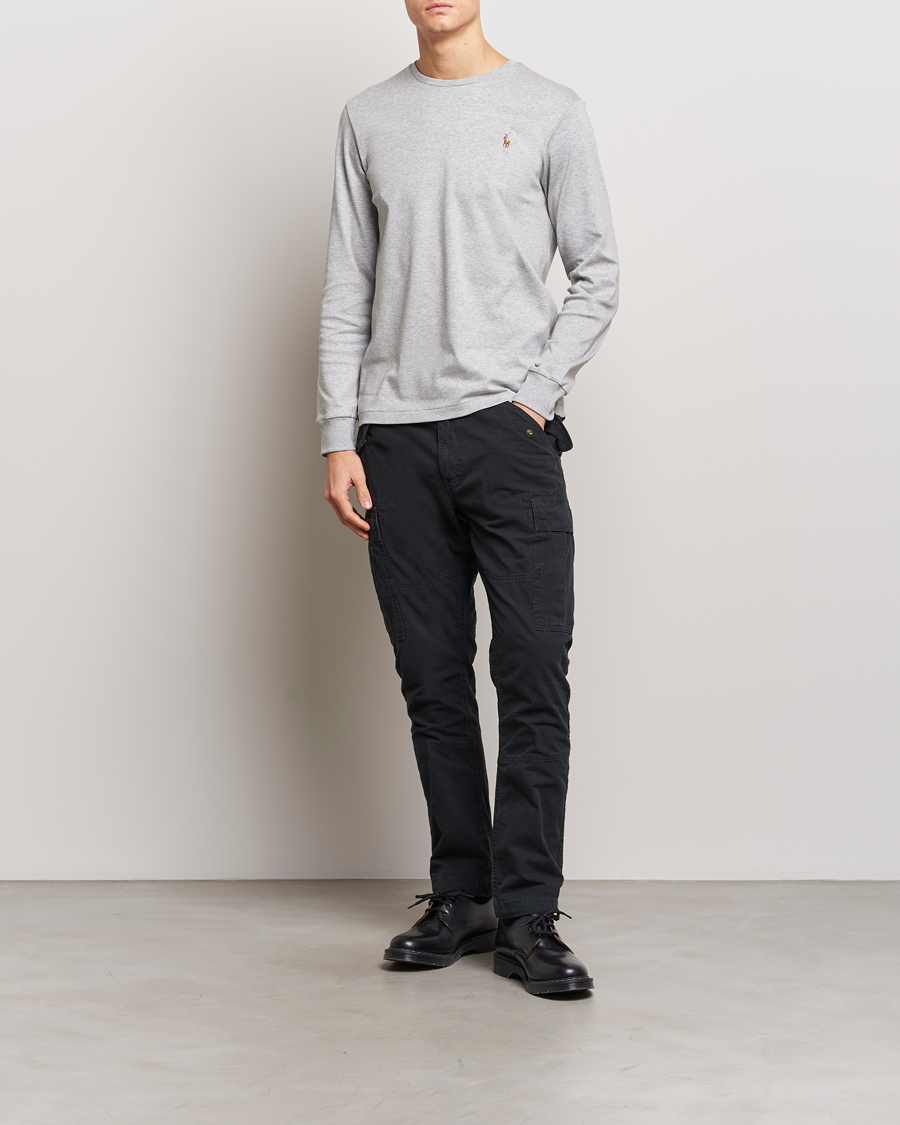 Heren | T-shirts | Polo Ralph Lauren | Luxury Pima Cotton Long Sleeve T-Shirt Light Grey