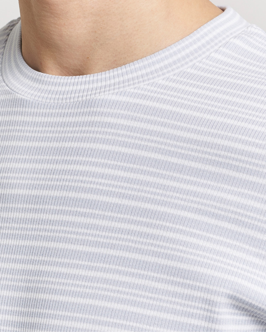 Heren | T-shirts | Filippa K | Striped Rib T-Shirt Mist Blue/White