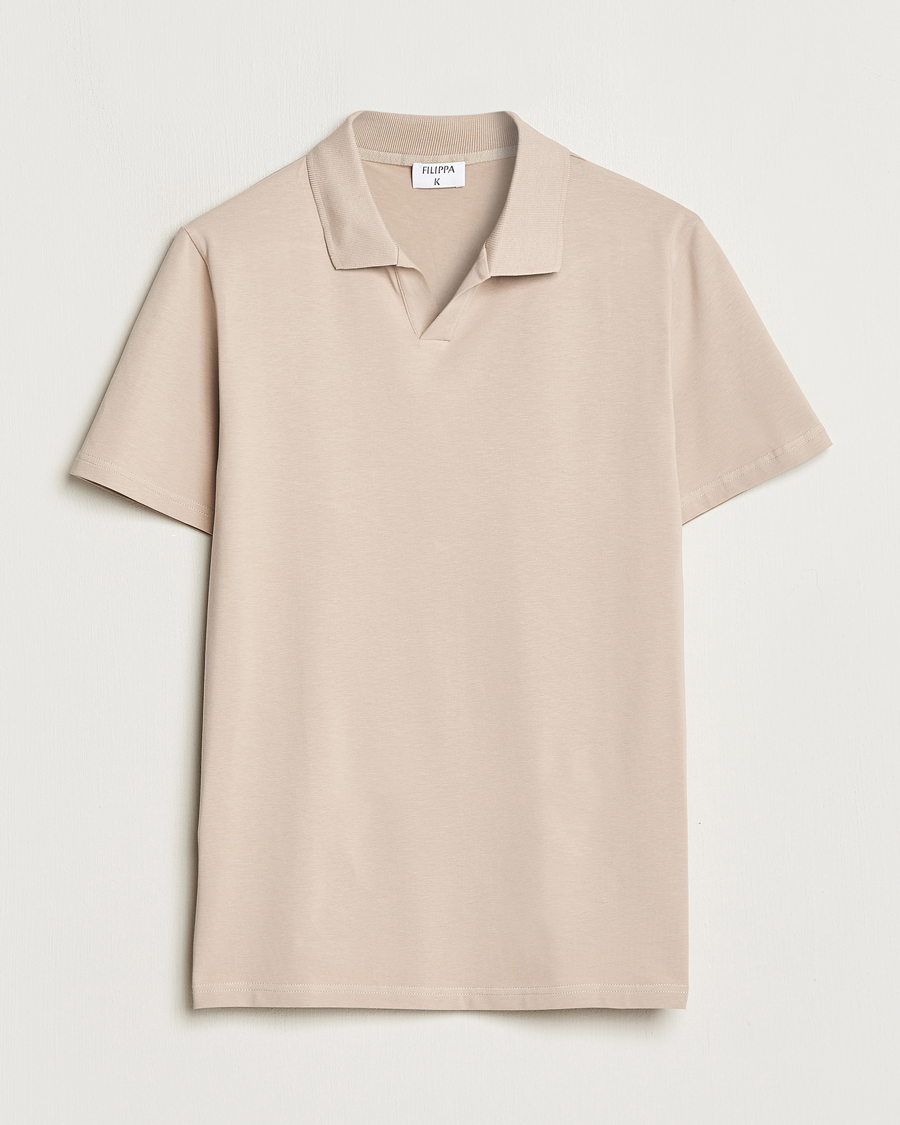 Homme | Polos | Filippa K | Soft Lycra Polo T-Shirt Light Taupe