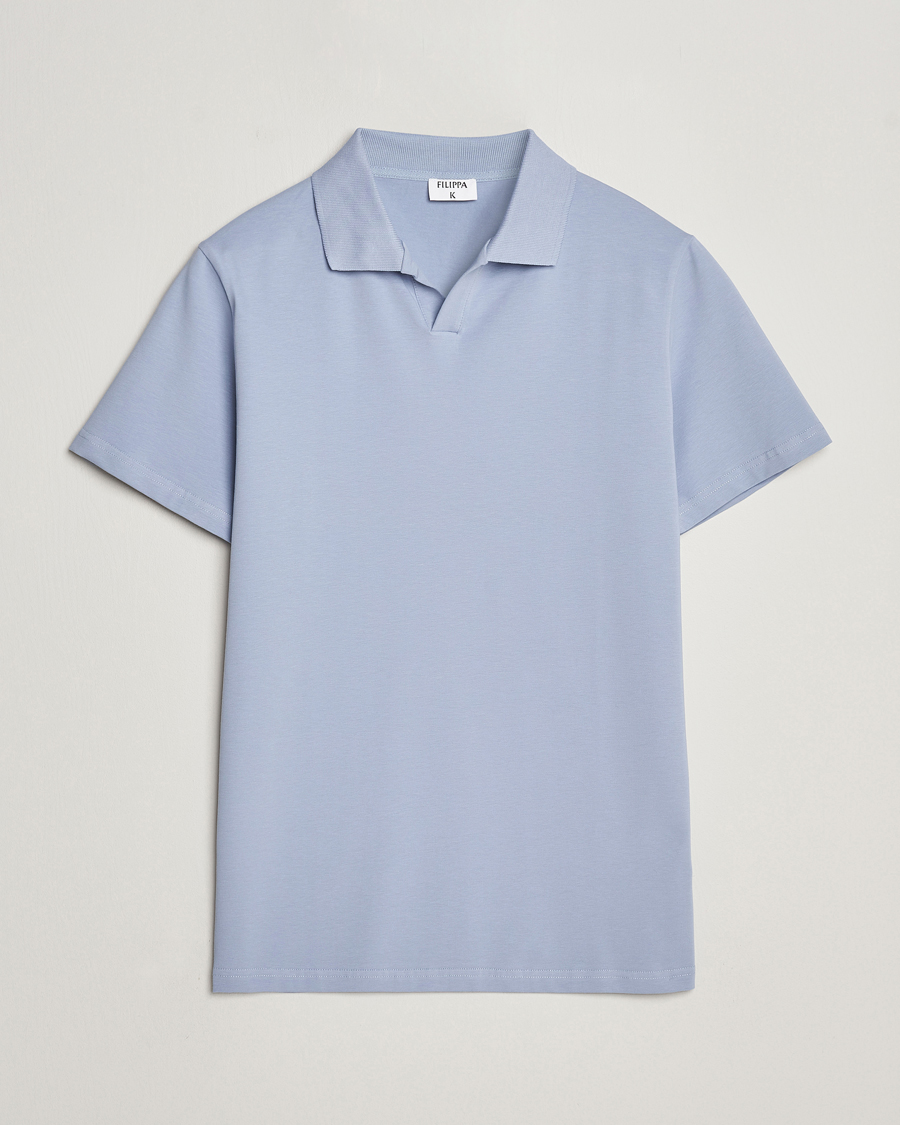 Heren | Polo's | Filippa K | Soft Lycra Polo T-Shirt Faded Blue