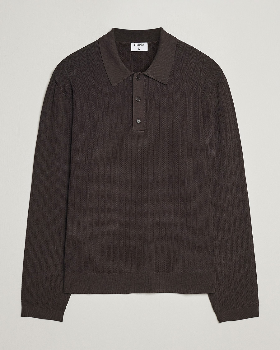Homme | Pulls Et Tricots | Filippa K | Structured Knitted Polo Dark Oak