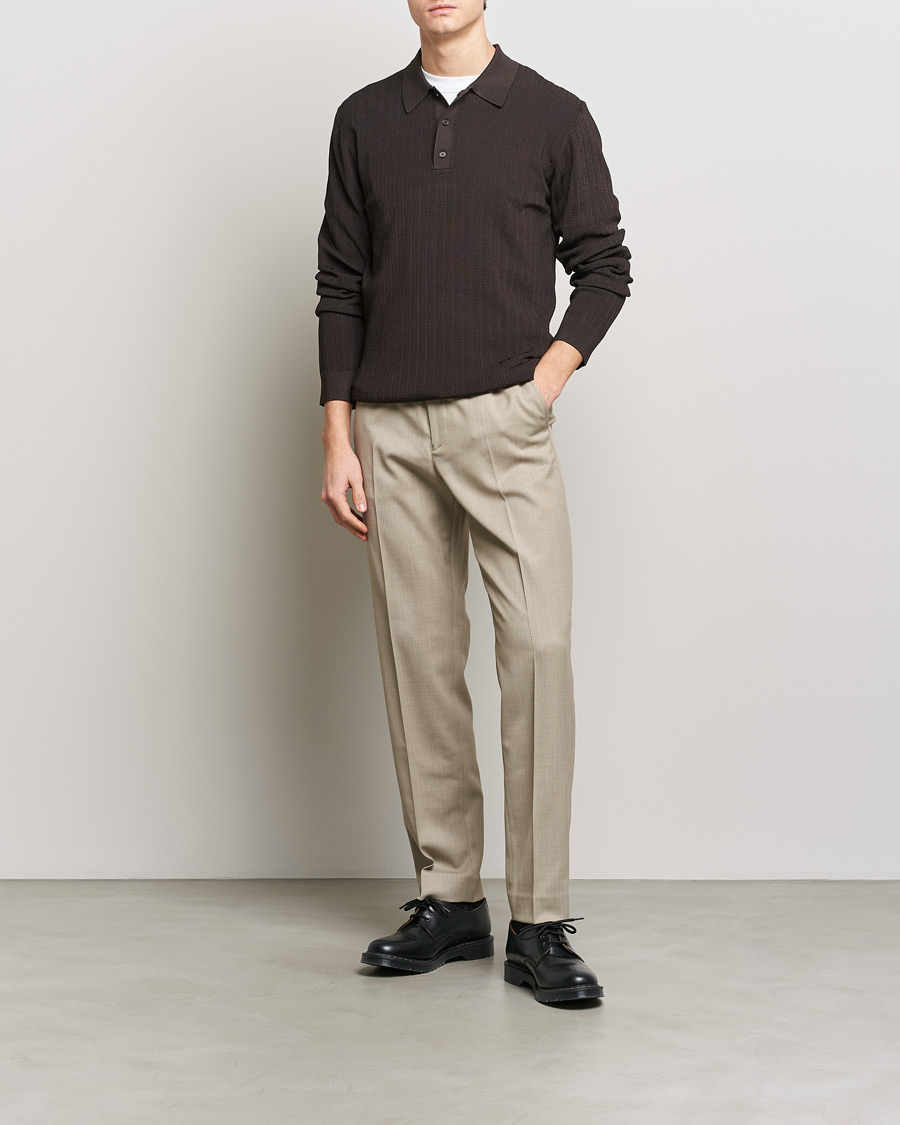Homme | Pulls Et Tricots | Filippa K | Structured Knitted Polo Dark Oak