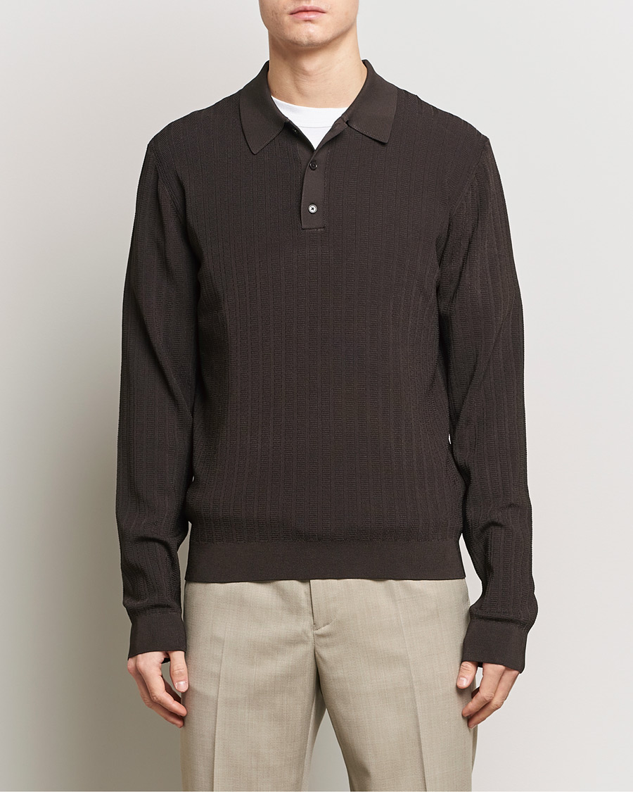 Homme | Pulls Et Tricots | Filippa K | Structured Knitted Polo Dark Oak