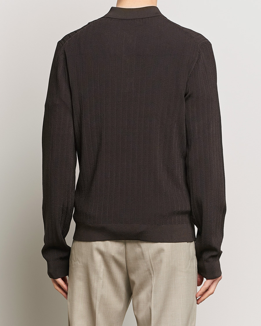 Homme | Pulls Et Tricots | Filippa K | Structured Knitted Polo Dark Oak