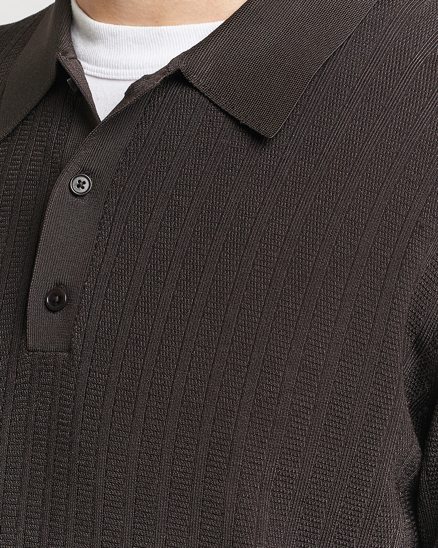 Homme | Pulls Et Tricots | Filippa K | Structured Knitted Polo Dark Oak