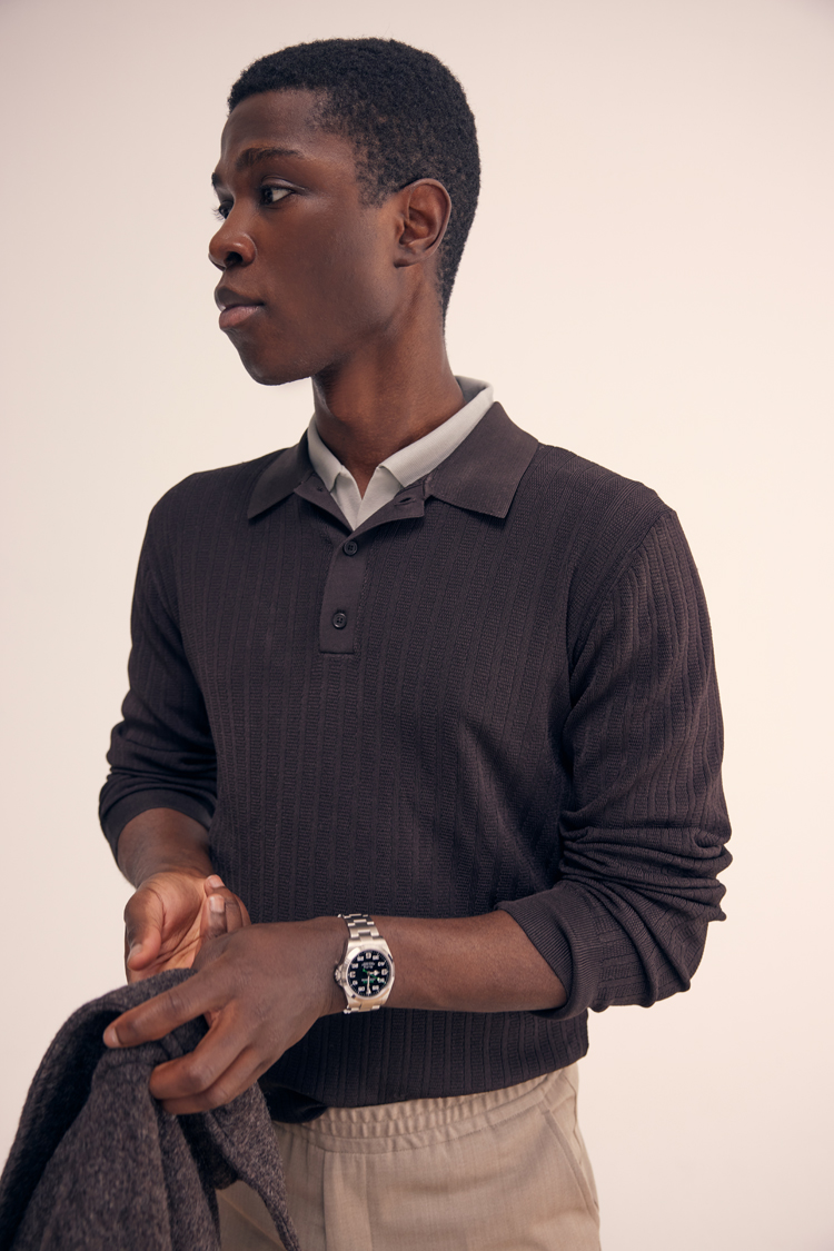 Homme | Pulls Et Tricots | Filippa K | Structured Knitted Polo Dark Oak