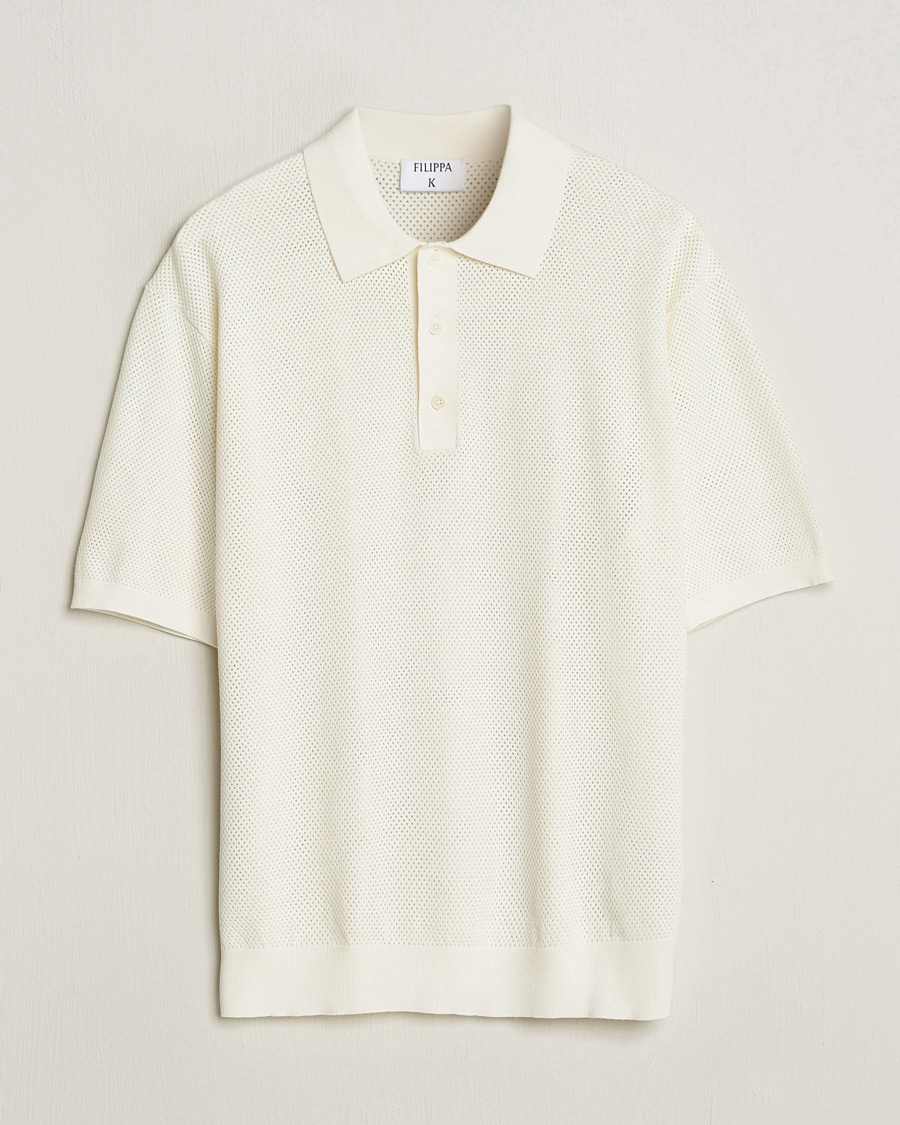 Homme | Polos | Filippa K | Mesh Knitted Polo Chalk White
