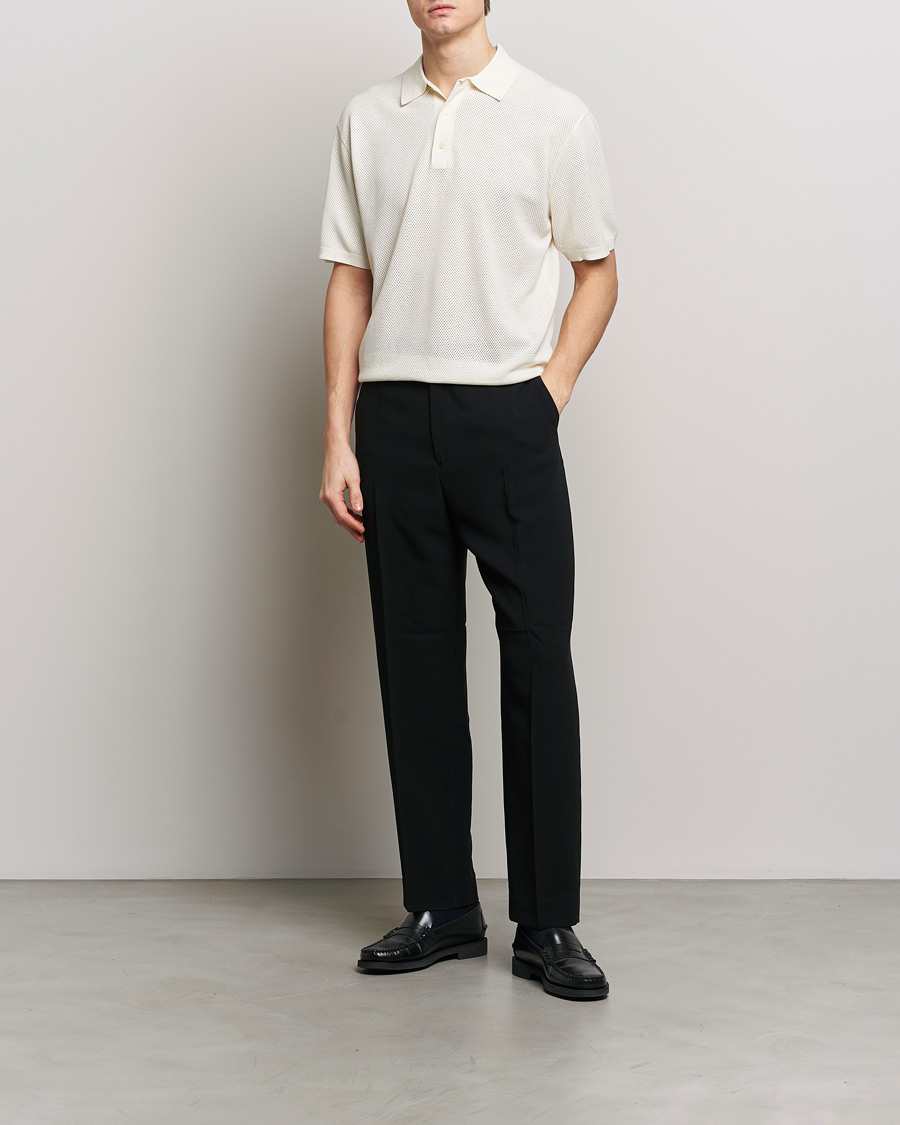 Homme | Polos | Filippa K | Mesh Knitted Polo Chalk White
