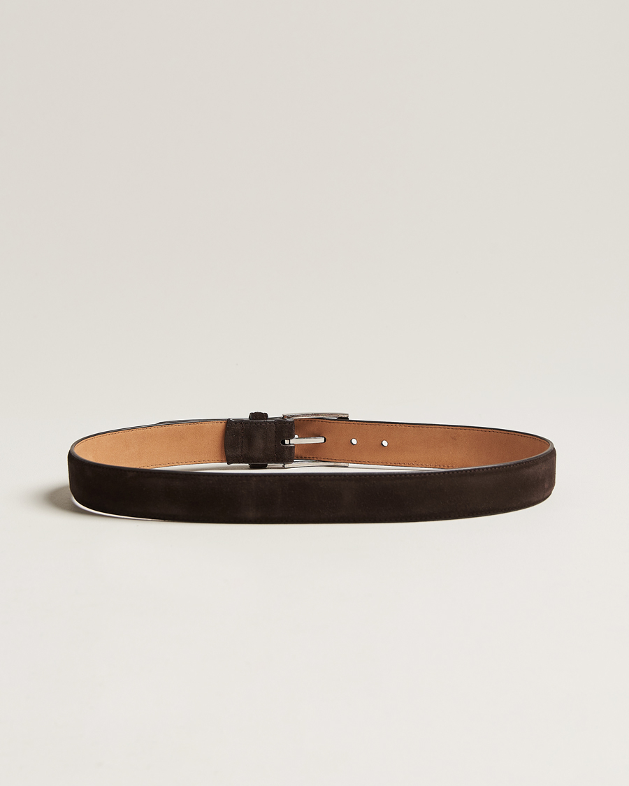 Homme | Ceintures | Loake Shoemakers | William Suede Belt Dark Brown