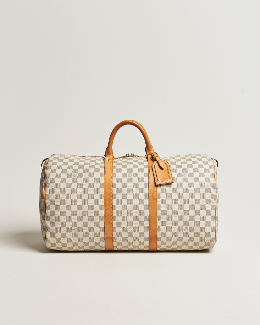 Homme | Louis Vuitton Pre-Owned Keepall 50 Bag Damier Azur | Louis Vuitton Pre-Owned | Keepall 50 Bag Damier Azur