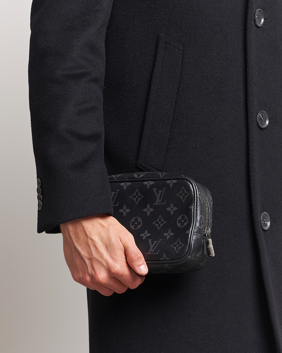 Homme | Louis Vuitton Pre-Owned Toiletry Bag PM Monogram Eclipse | Louis Vuitton Pre-Owned | Toiletry Bag PM Monogram Eclipse