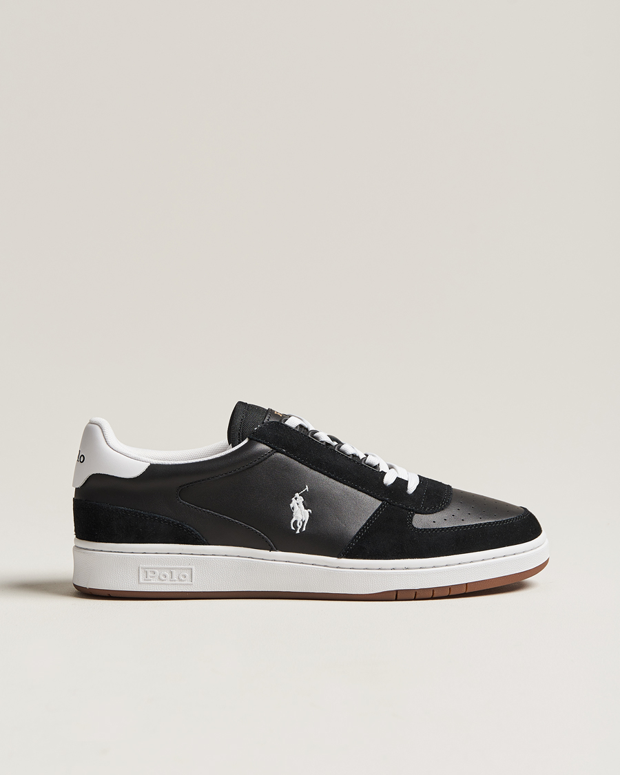 Heren | Polo Ralph Lauren CRT Leather/Suede Sneaker Black/White | Polo Ralph Lauren | CRT Leather/Suede Sneaker Black/White