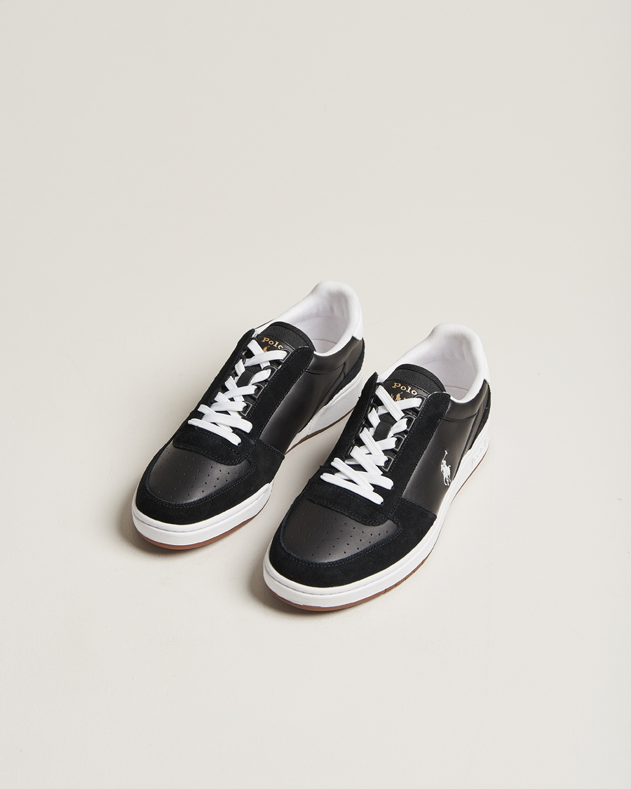 Heren | Polo Ralph Lauren CRT Leather/Suede Sneaker Black/White | Polo Ralph Lauren | CRT Leather/Suede Sneaker Black/White