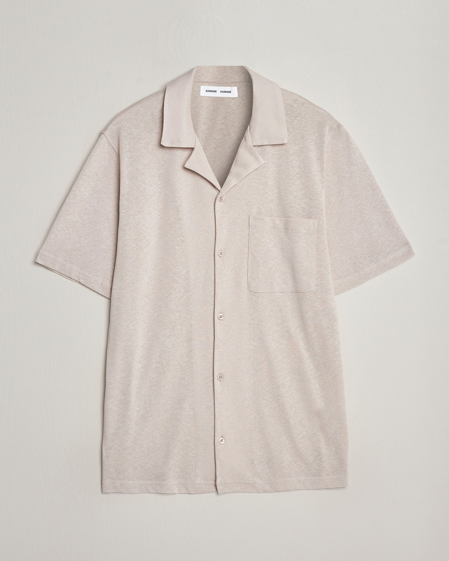 Heren | Overhemden | Samsøe Samsøe | Samartin Cotton/Linen Short Sleeve Shirt Moonstruck