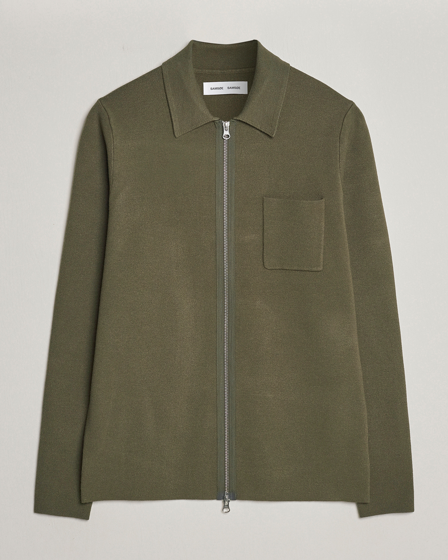 Homme | Pulls Et Tricots | Samsøe Samsøe | Guna Full Zip Dusty Olive