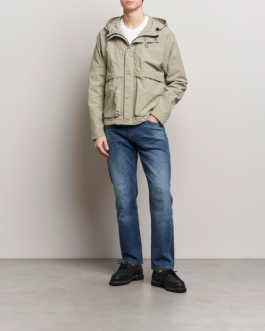 Homme | Manteaux Et Vestes | Fred Perry | Cropped Ripstop Hooded Jacket Warm Grey