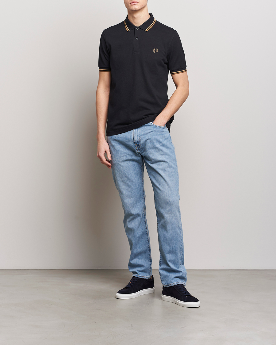 Homme | Polos | Fred Perry | Twin Tipped Polo Shirt Black