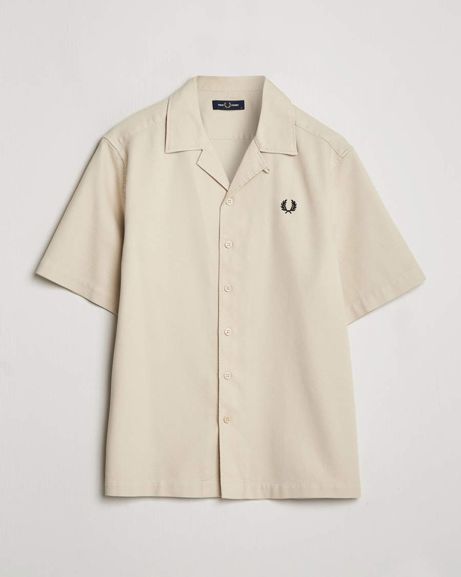 Homme | Chemises | Fred Perry | Pique Textured Short Sleeve Shirt Oatmeal