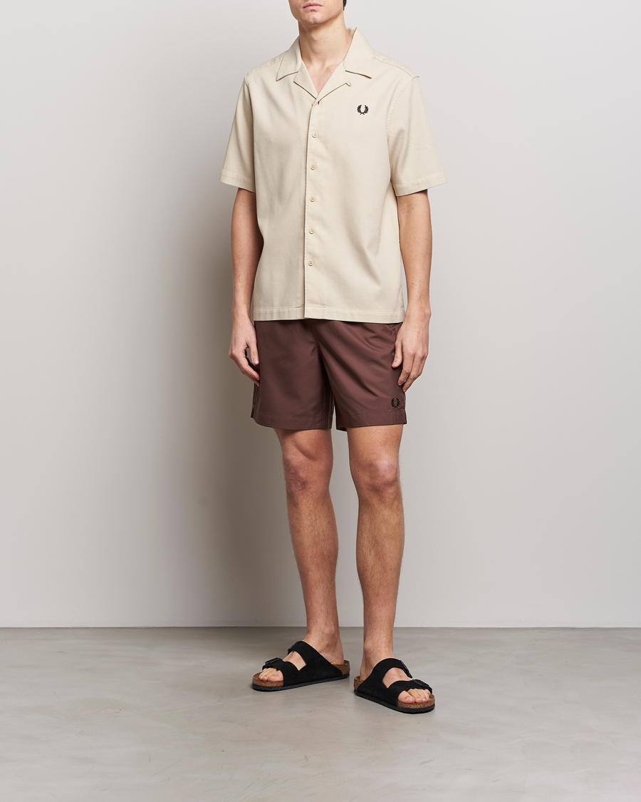 Homme | Chemises | Fred Perry | Pique Textured Short Sleeve Shirt Oatmeal